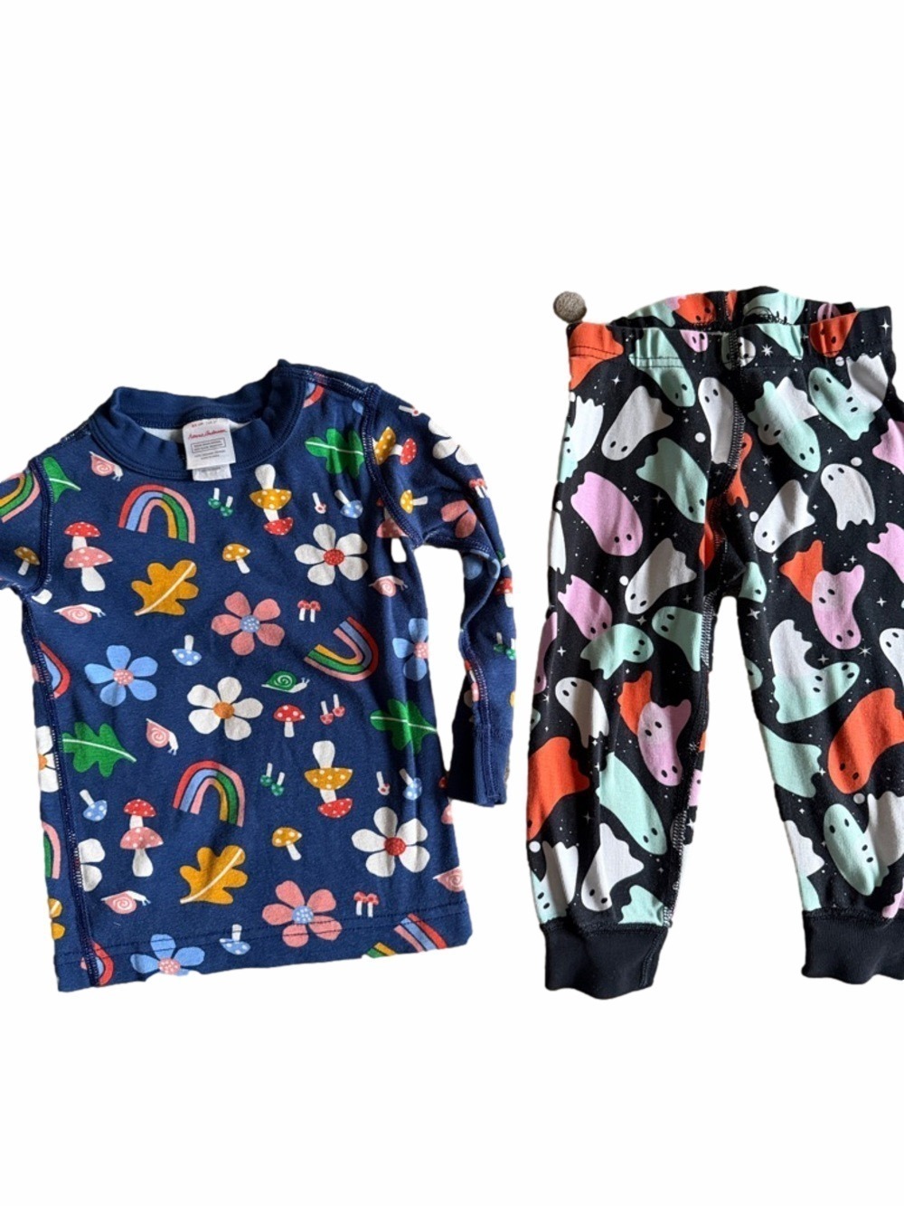 Hanna Andersson 2T Pajama separates Navy Floral Rainbow Ghost Print Bundle
